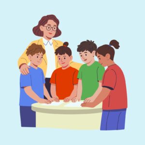 Teacher Supporting Group of Students